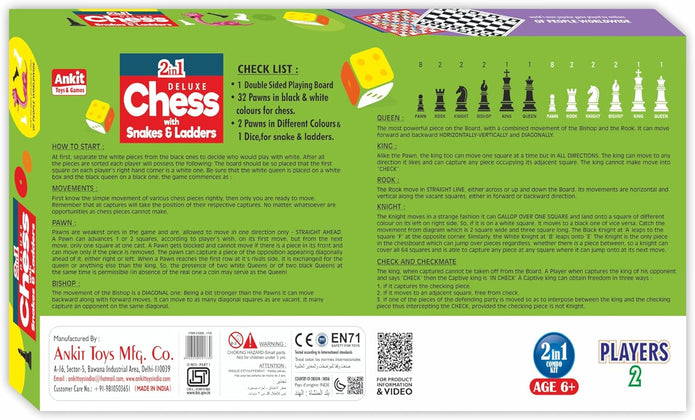 Ankit Toys & Games Chess, Ludo, Snakes & Ladders Senior Classic Tabletop