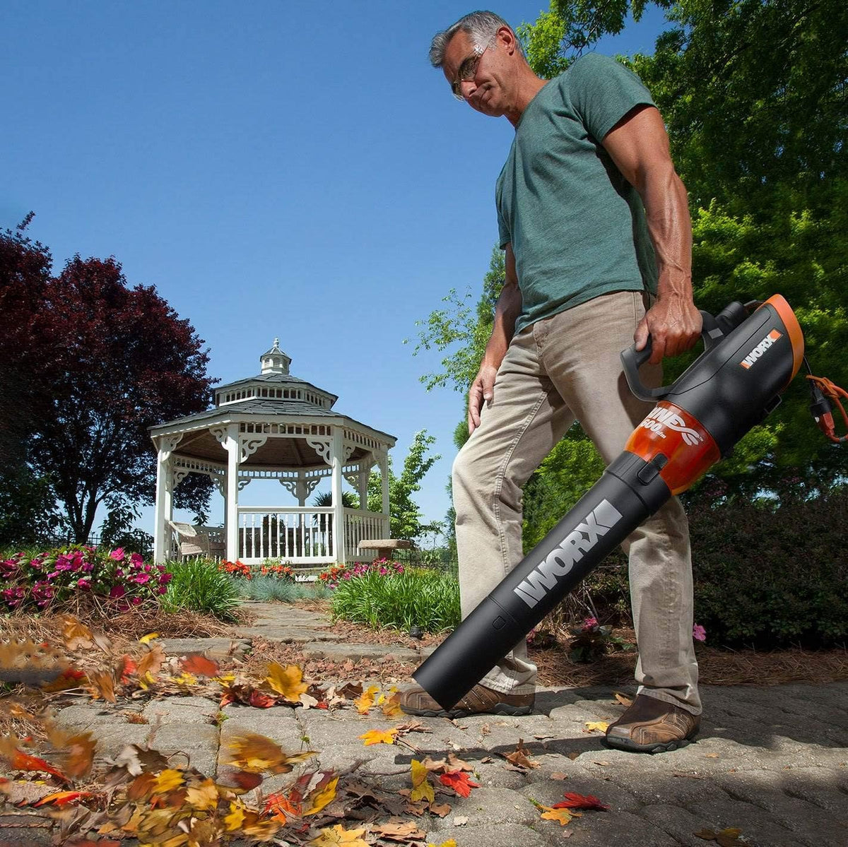 NEW/OPEN BOX WORX WG520 12 Amp Turbine 600 Electric Leaf Blower 600 CFM 110 MPH Airflow, 2-Speed Control for Daily Yard Debris Clearing, Corded