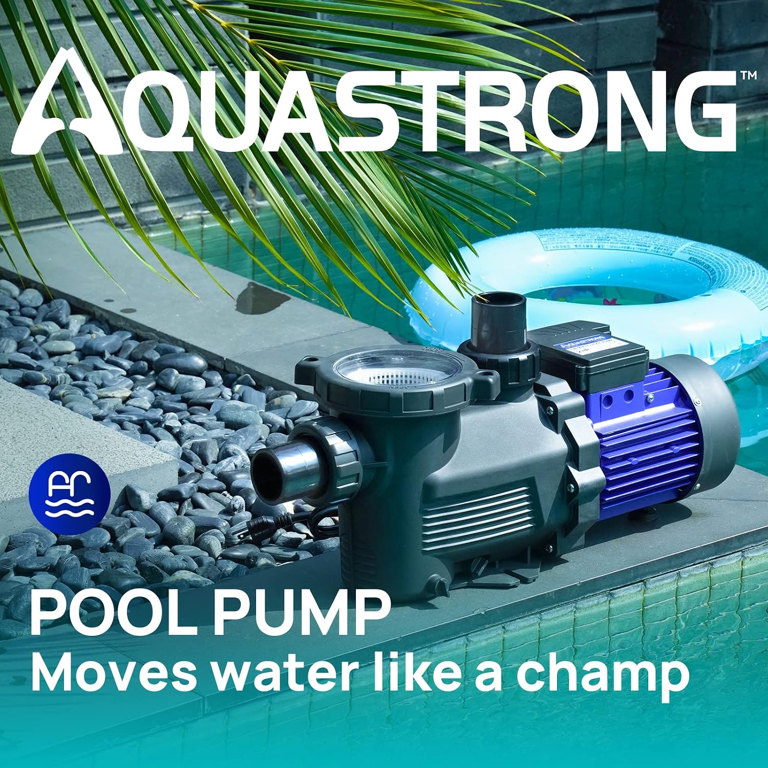Used AQUASTRONG in/Above Ground  Swimming Pool Pump,1.5HP Matta Blue-PSP150-HV