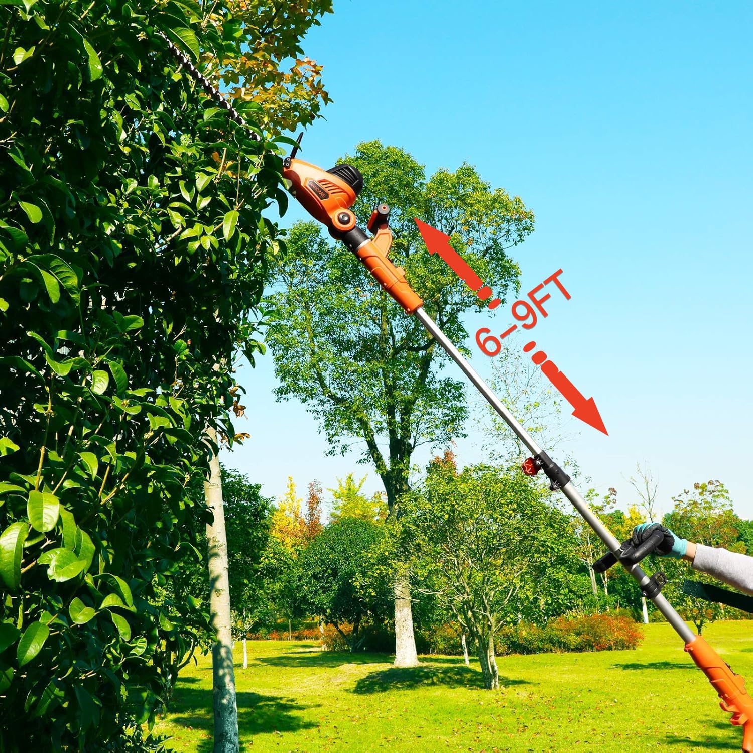 OPEN BOX GARCARE 2 in 1 Corded Pole Hedge Trimmer with 18 Inch Laser Cutting Blade-GPHT06