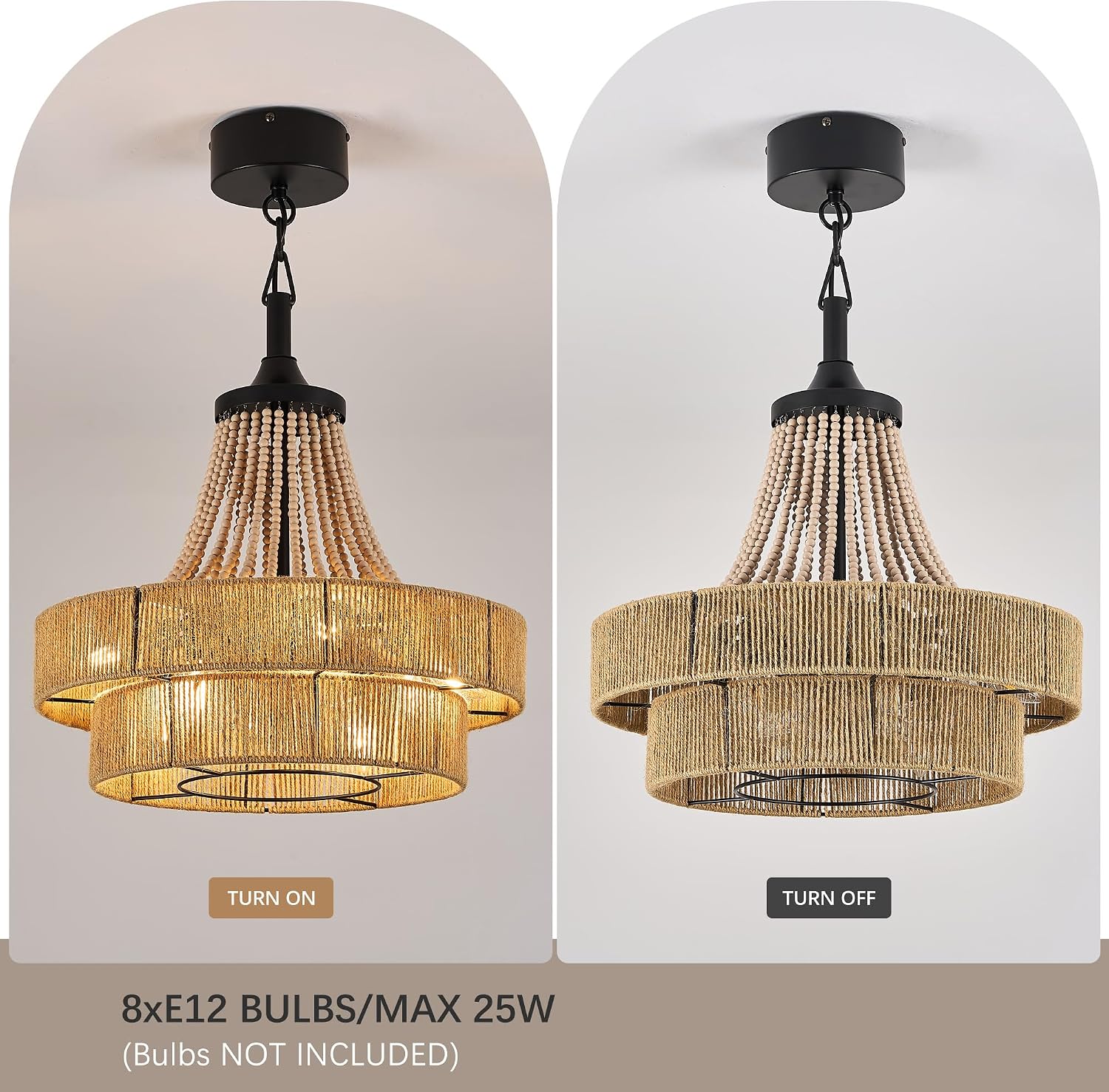 NEW/OPEN BOX HEMLDAN 20” Boho Ratten Chandelier Fan