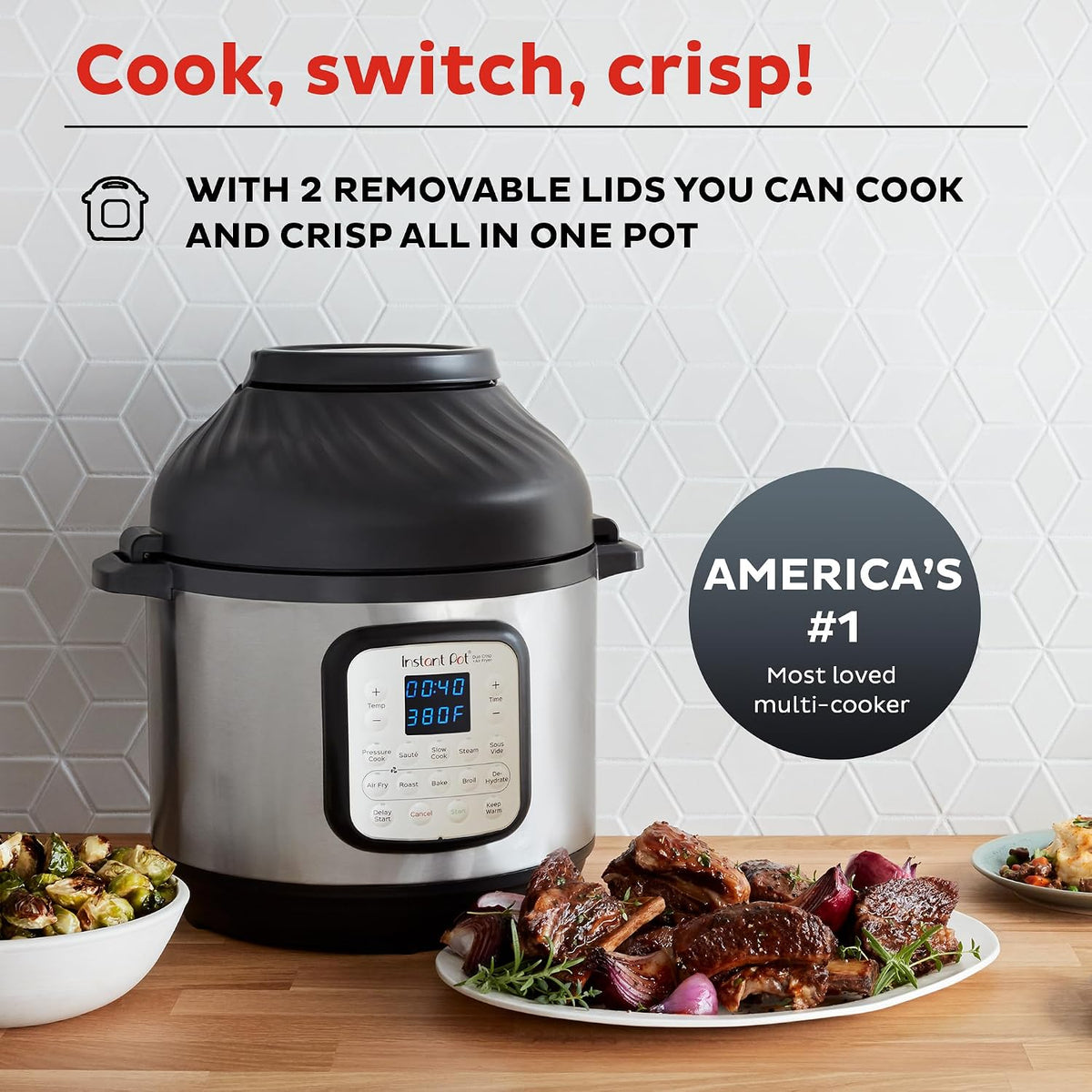 Instant Pot Duo Crisp XL 8Qt 11-in-1 Air Fryer & Electric Pressure Cooker Combo with Multicooker Lid that Air Fries