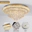 OPEN BOX 24 Inch Modern Crystal Chandeliers  Ceiling Light Flush Mount With Remote