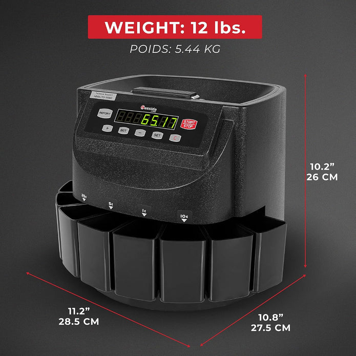 USED/LIKE NEW Cassida Corporation Canadian Coin Counter, Coin Sorter, Coin Wrapper(C200CAD)