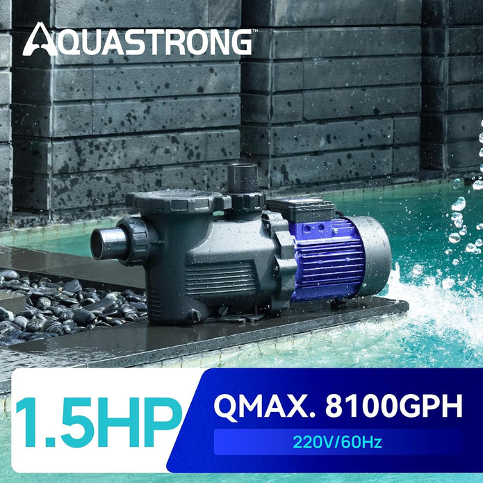 Used AQUASTRONG in/Above Ground  Swimming Pool Pump,1.5HP Matta Blue-PSP150-HV