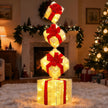 Stackable Lighted Christmas Boxes, 4Pcs Lighted Gift Boxes with Warm LED Lights