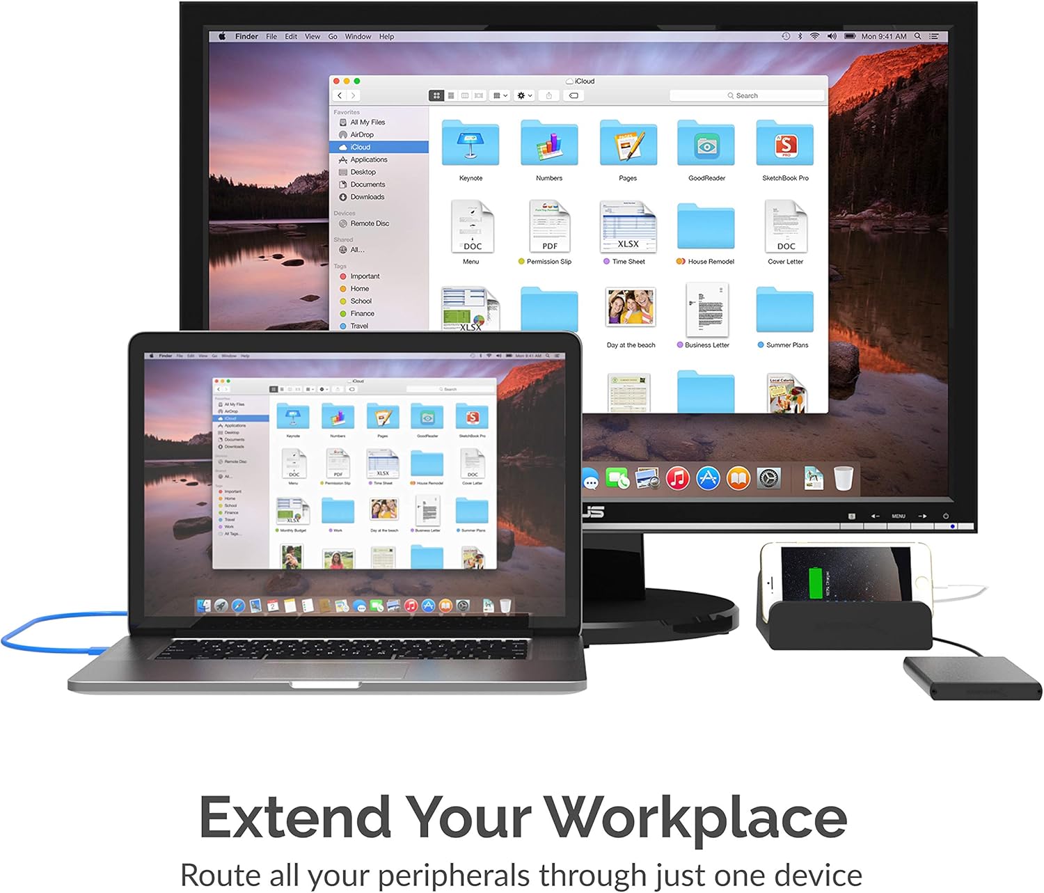 New SABRENT USB Docking Station with Power Supply and Stand for PC and laptops