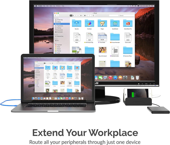 New SABRENT USB Docking Station with Power Supply and Stand for PC and laptops