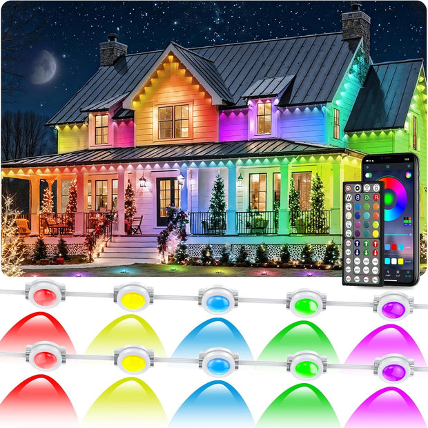 SINLEY Led RGB Eaves Lights 500Ft/150M with App Control Remote, Permanent Outdoor Lights