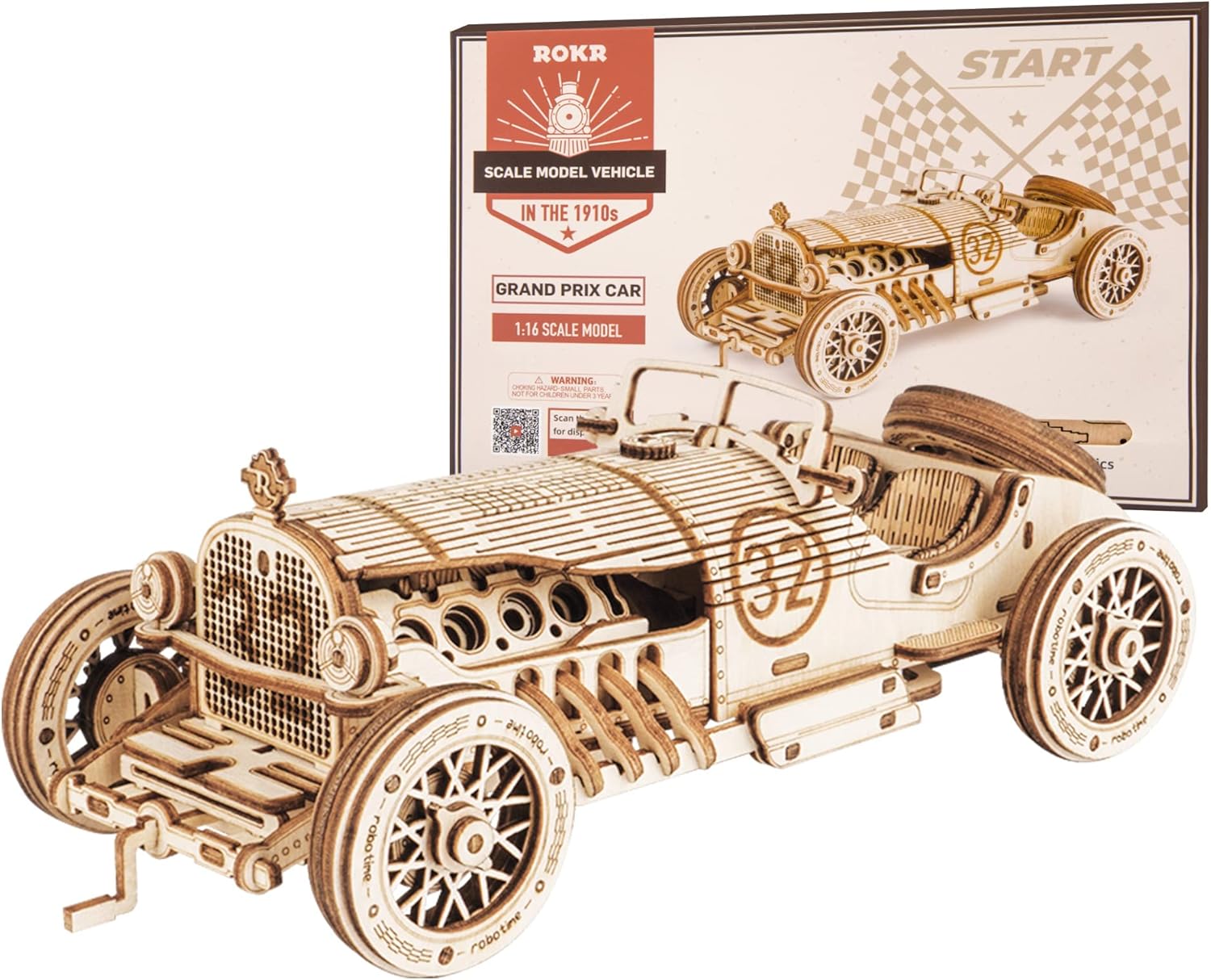 ROKR Grand Prix Car Scale Model 3D Wooden Puzzle MC401