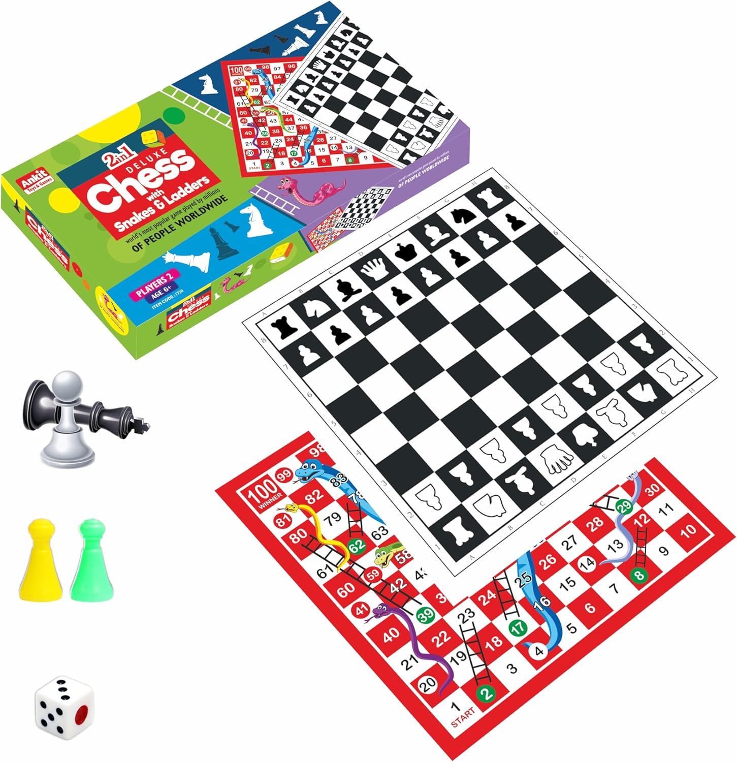 Ankit Toys & Games Chess, Ludo, Snakes & Ladders Senior Classic Tabletop