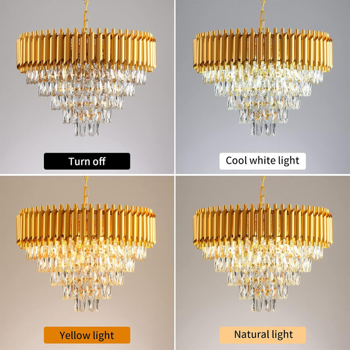 NEW/OPEN BOX AKDXIRUN Modern Crystal Chandelier 12 Lights Gold Chandeliers W24in