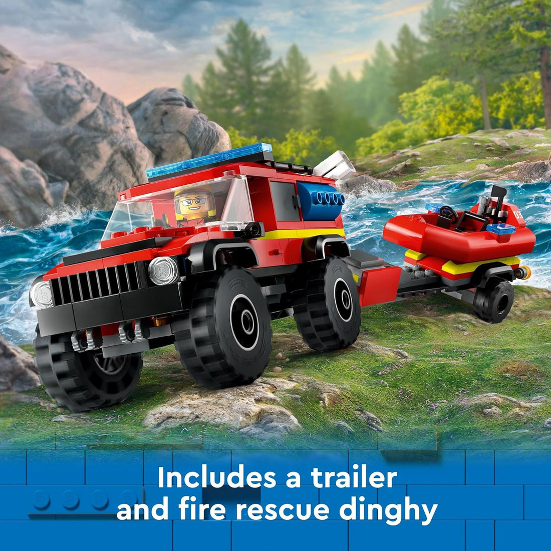 LEGO City 4x4 Fire Truck with Rescue Boat Toy (60412)