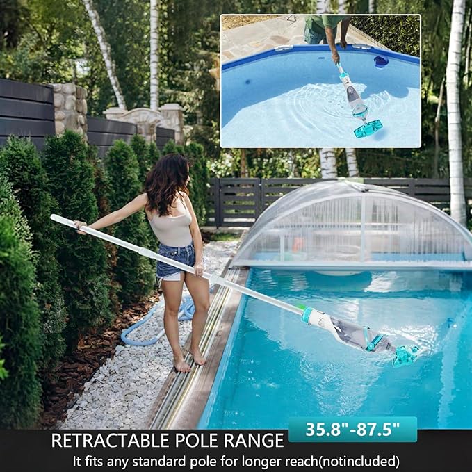 Cordless Pool Vacuum for Above Ground Pool 19.5 GPM,All Angle&LED Display,Handheld Rechargeable Spa Vacuum Cleaner for Inground Pools for Hot Tub, Leaves,Debris,Shallow Steps