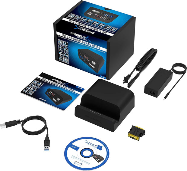 New SABRENT USB Docking Station with Power Supply and Stand for PC and laptops