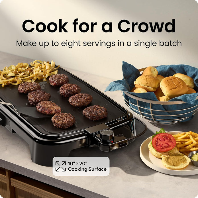 DEMO/OPEN BOX Chefman XL Electric Griddle with Removable Temperature Control, Immersible Flat Top Grill  25 x 51 CM