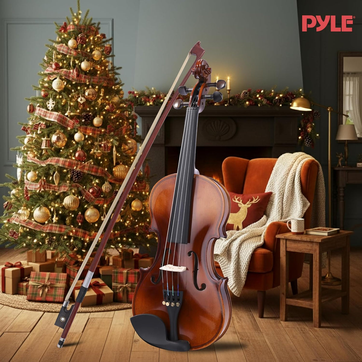 USED/LIKE NEW Pyle 1/2 Size Beginner Violin Starter Kit, Violin Starter Package with Travel Case & Bow, Extra Strings, Digital Tuner, Shoulder Rest & Cleaning Cloth