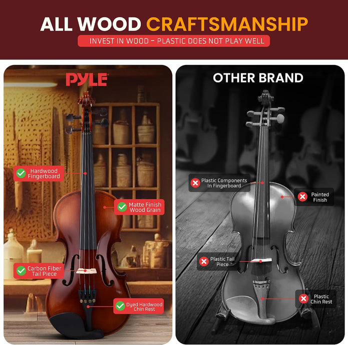 USED/LIKE NEW Pyle 1/2 Size Beginner Violin Starter Kit, Violin Starter Package with Travel Case & Bow, Extra Strings, Digital Tuner, Shoulder Rest & Cleaning Cloth