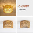 NEW/OPEN BOX 12'' Rattan Ceiling Light Fixture, 3 Light Bohemian Modern Woven gold  Ceiling Light