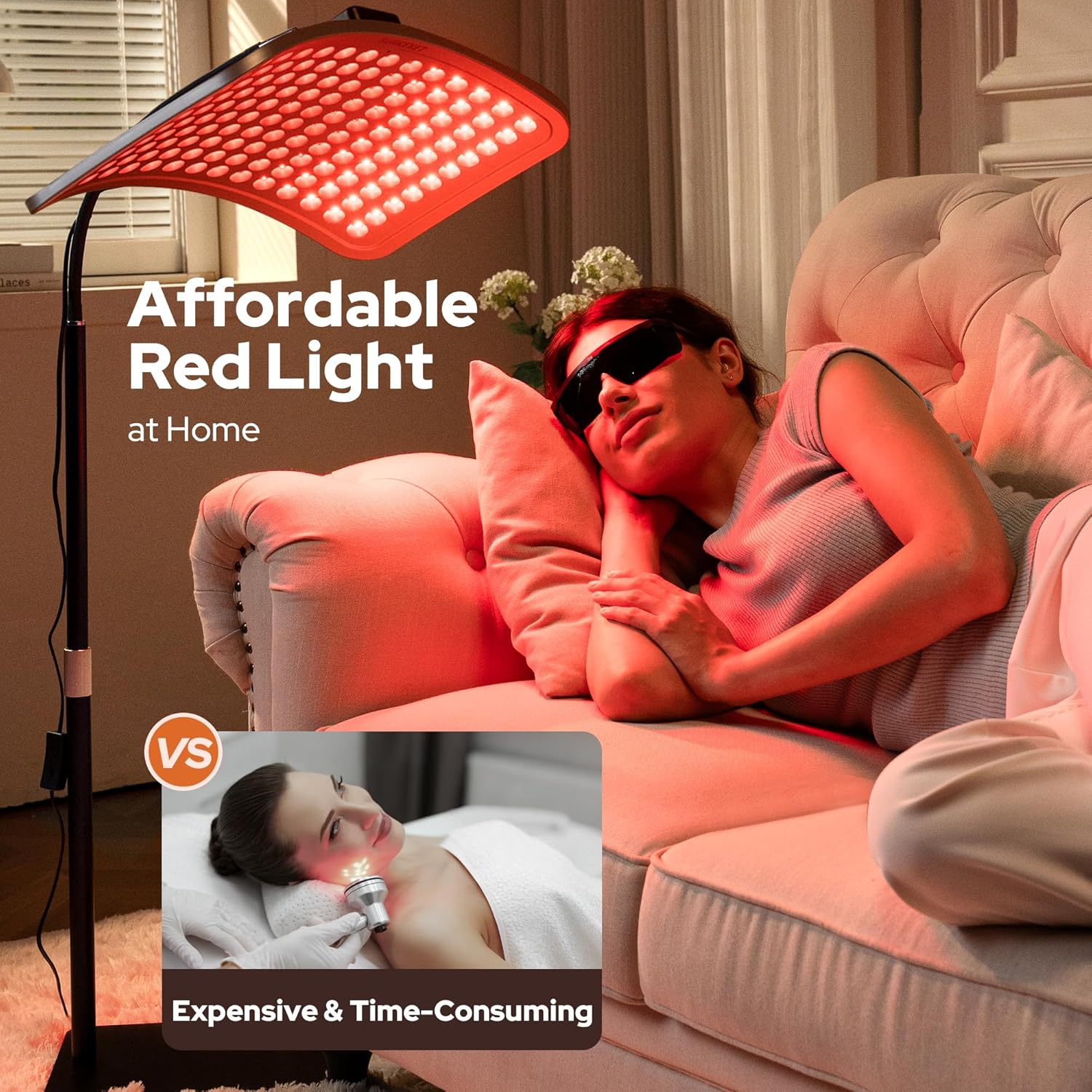 SUNKENET Red Light Panel for Body and Face, Infrared Red Light Lamp with Stable Stand, 660nm and 850nm Infrared Pannel