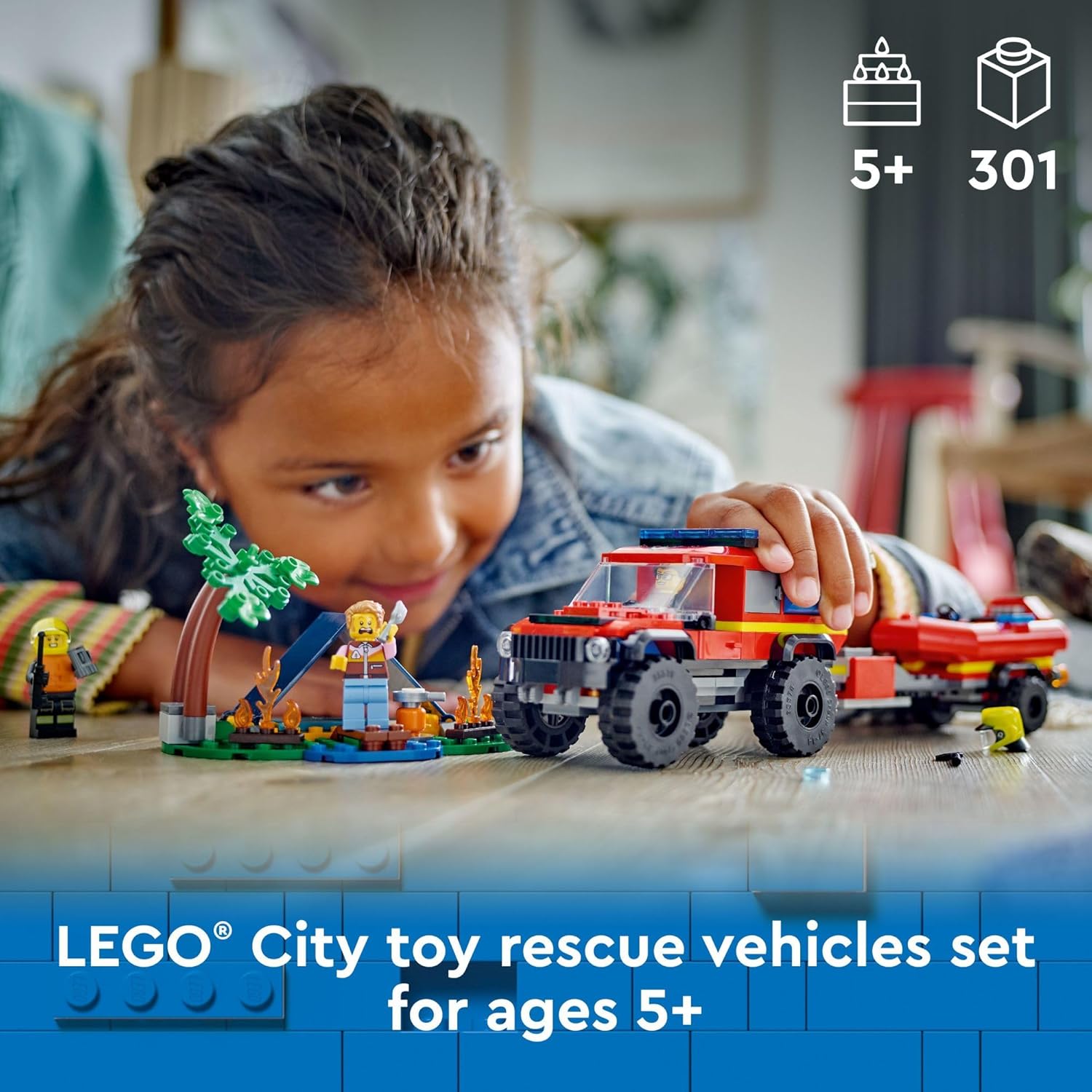 LEGO City 4x4 Fire Truck with Rescue Boat Toy (60412)