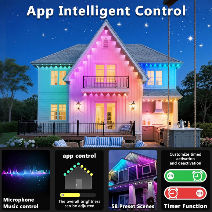 SINLEY Led RGB Eaves Lights 500Ft/150M with App Control Remote, Permanent Outdoor Lights
