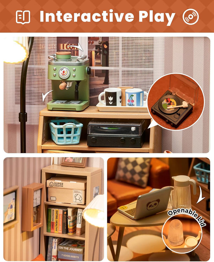 Rolife DIY Miniature Plastic House Building Set Cozy Living Lounge (DW007)