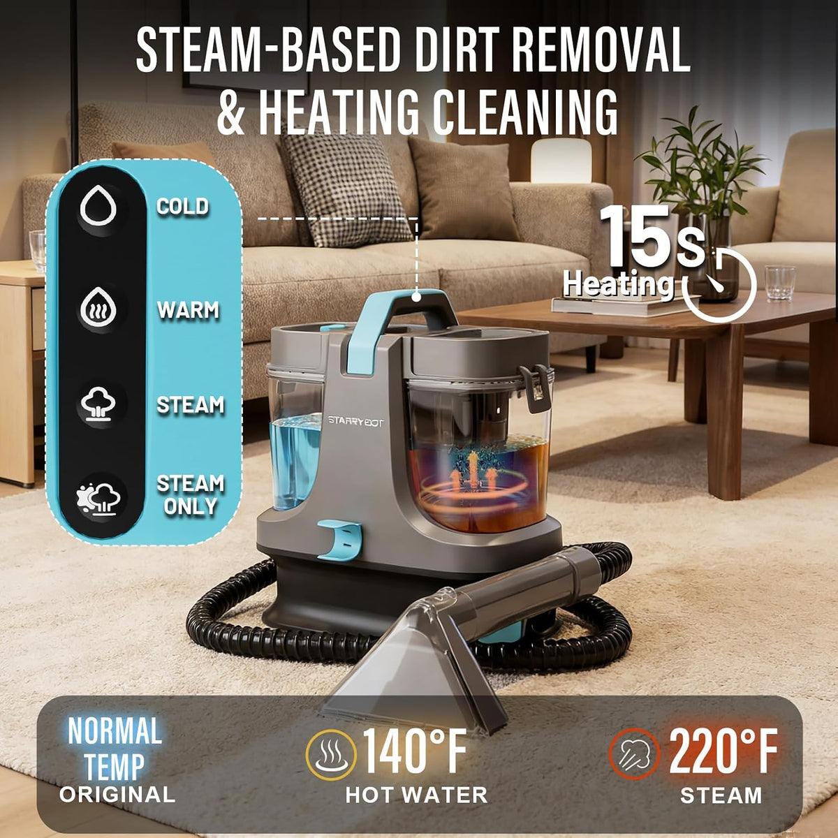 NEW Starrybot Portable Carpet Cleaner with Steam, 18Kpa Spot Cleaner-C-AC2502
