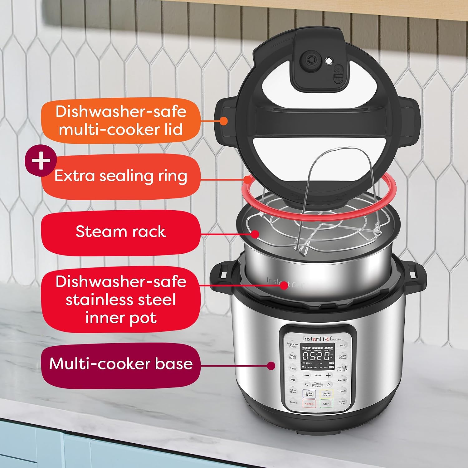 Instant Pot Duo Plus 9-in-1 Multicooker, Pressure Cooker, Slow Cook Stainless Steel, 6 Quarts