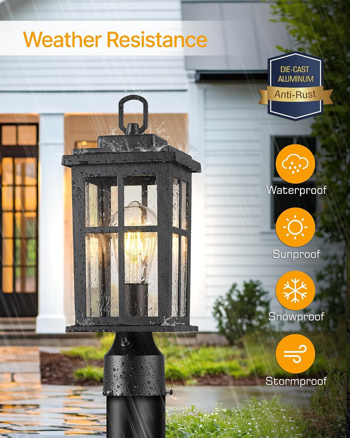 NEW/OPEN BOX OPAXIS Dusk to Dawn Outdoor Post Lights, Black Post Lights Outdoor-P82491