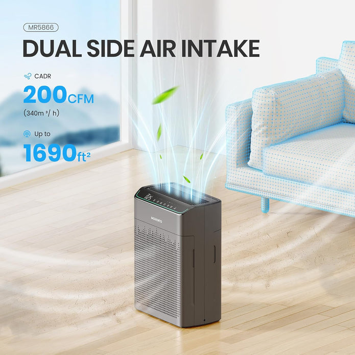 New/Open box MORENTO Air Purifiers for Home Large Room Up to 1690 ft² with PM 2.5 Air Quality Monitor, Wi-Fi MR5866