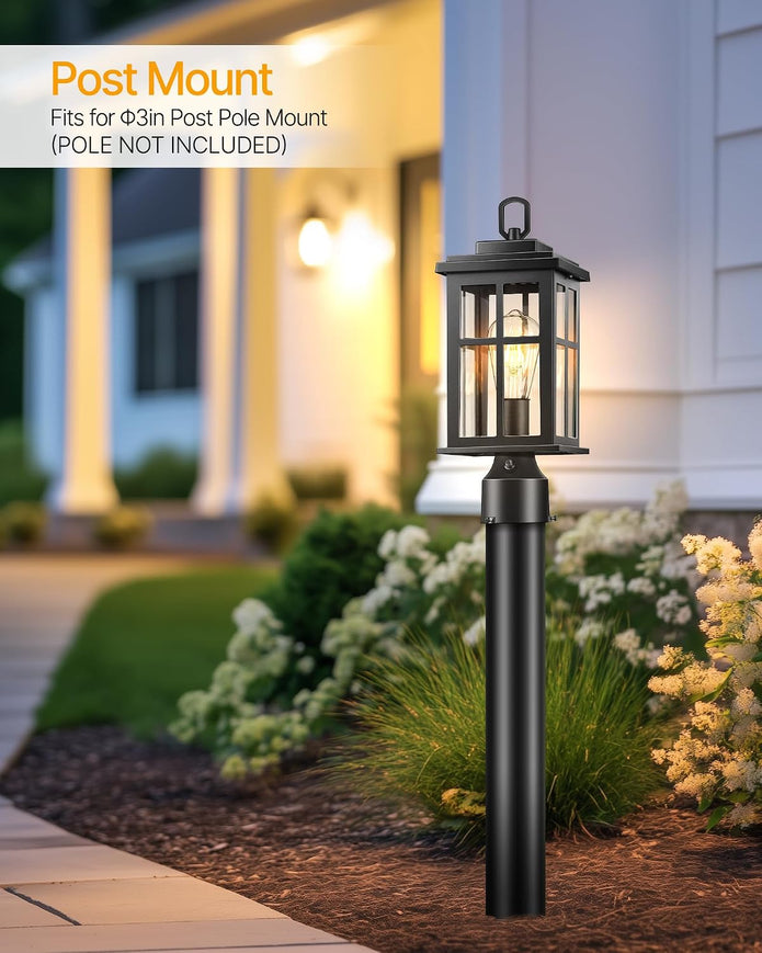 NEW/OPEN BOX OPAXIS Dusk to Dawn Outdoor Post Lights, Black Post Lights Outdoor-P82491
