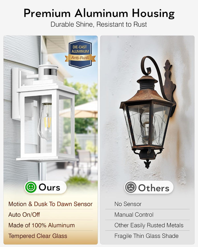 NEW/OPEN BOX VIANIS Motion Sensor Light Outdoor, Outdoor Wall Lights Wall Mount, White /V81251W
