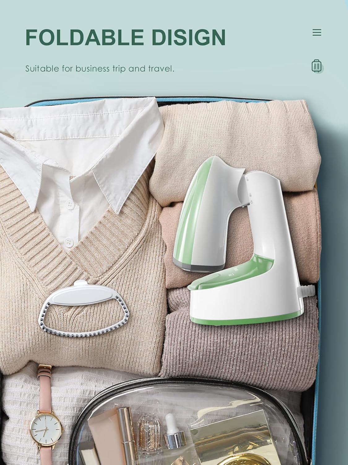 Reemix Steamer for Clothes, Foldable Steam Iron, Handheld Travel Clothes