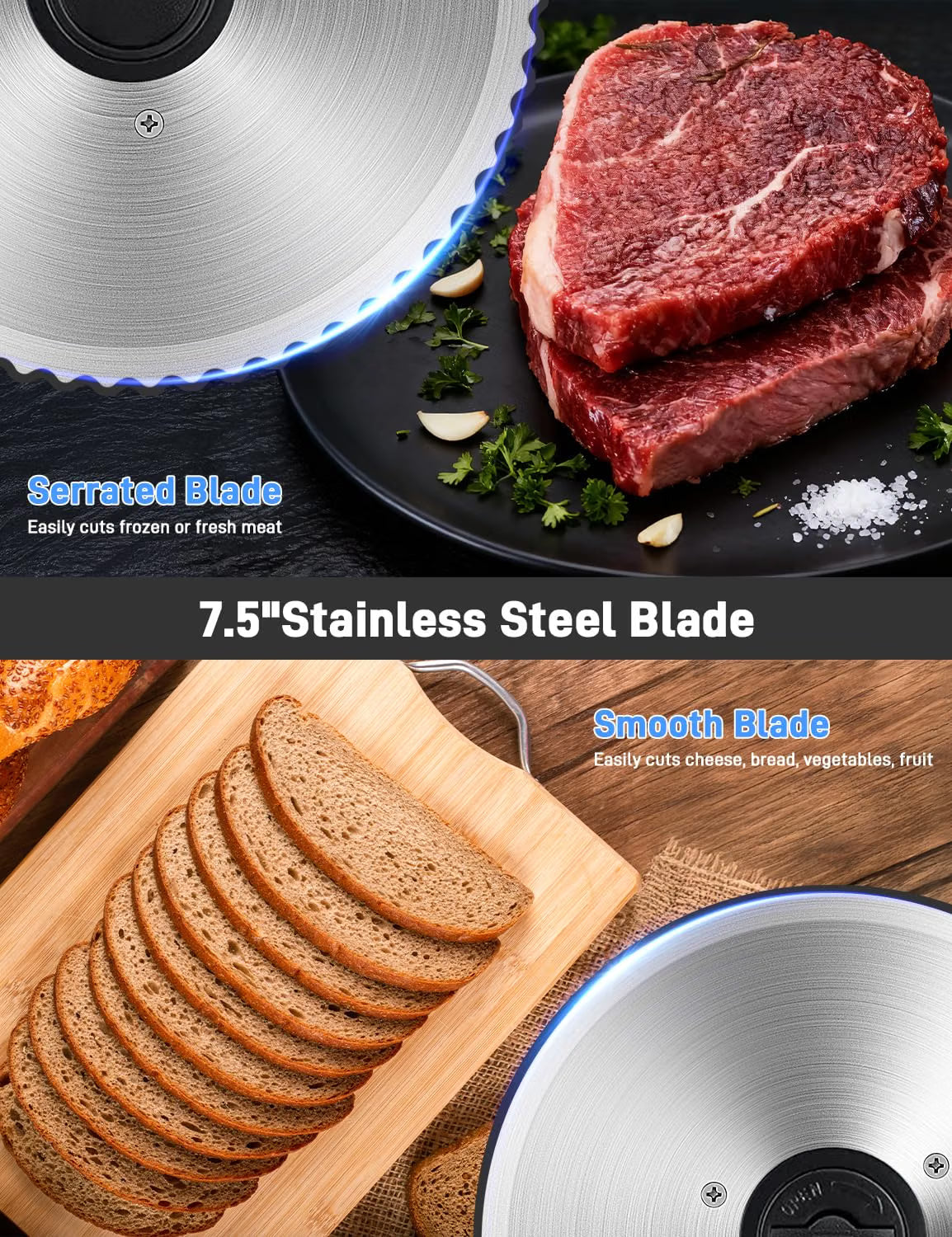 NEW/OPEN BOX TOKASS Meat Slicer Machine for Home, SL4383 with Two 7.5