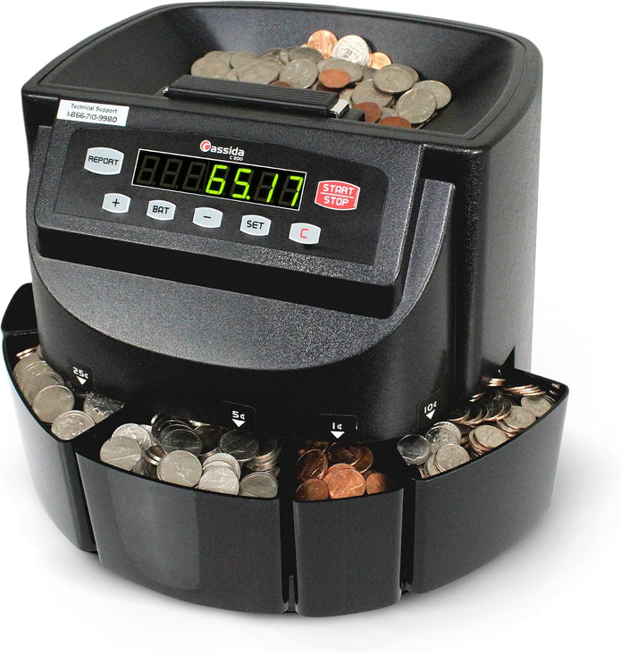 USED/LIKE NEW Cassida Corporation Canadian Coin Counter, Coin Sorter, Coin Wrapper(C200CAD)