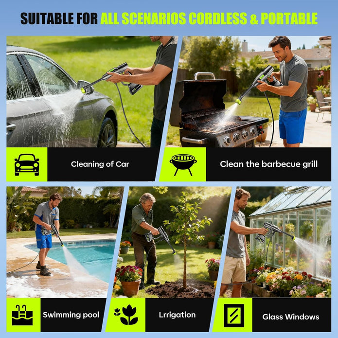 USED YKYI Cordless Pressure Washer Battery Powered, 30 Speed Level, 1200 PSI Portable Power Washer