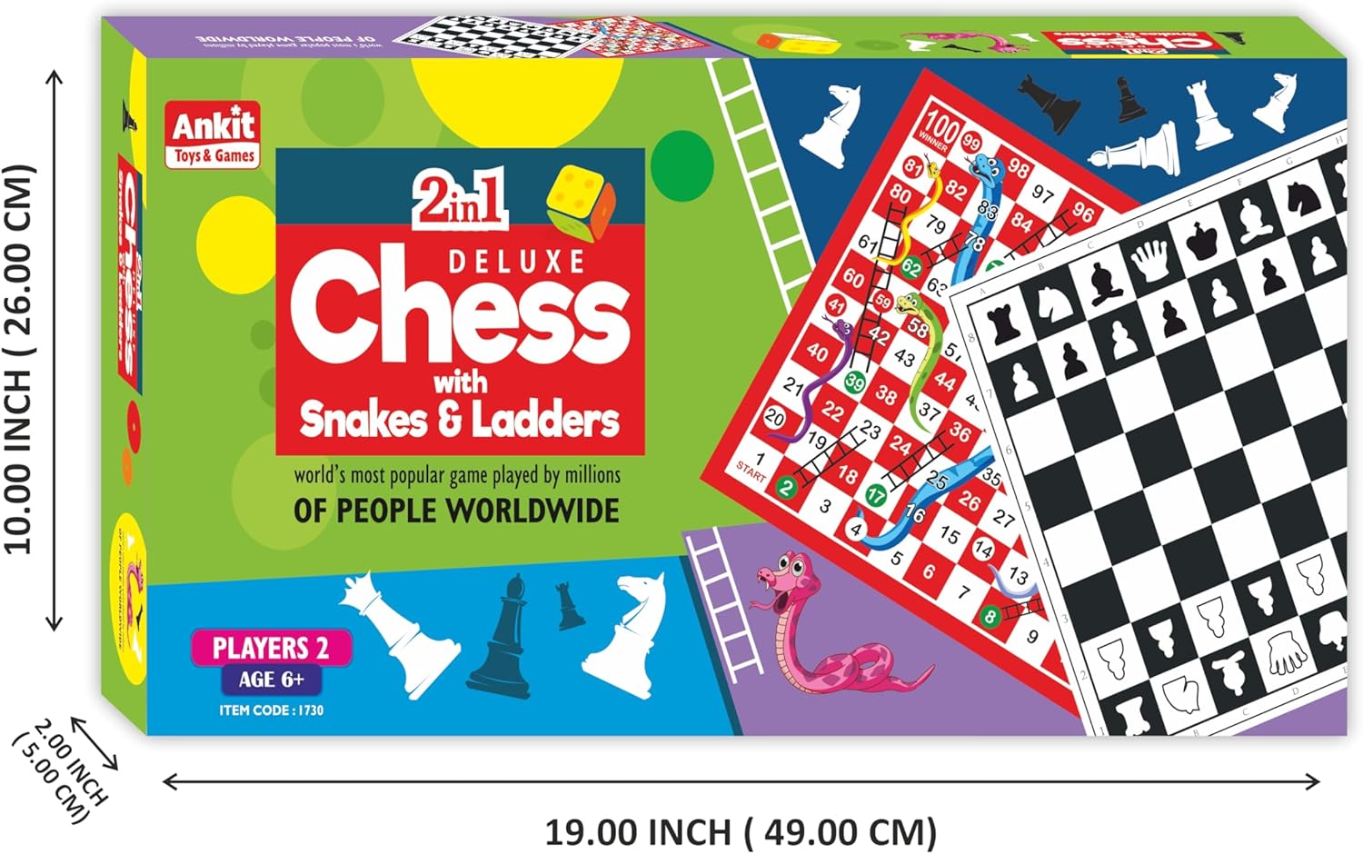 Ankit Toys & Games Chess, Ludo, Snakes & Ladders Senior Classic Tabletop