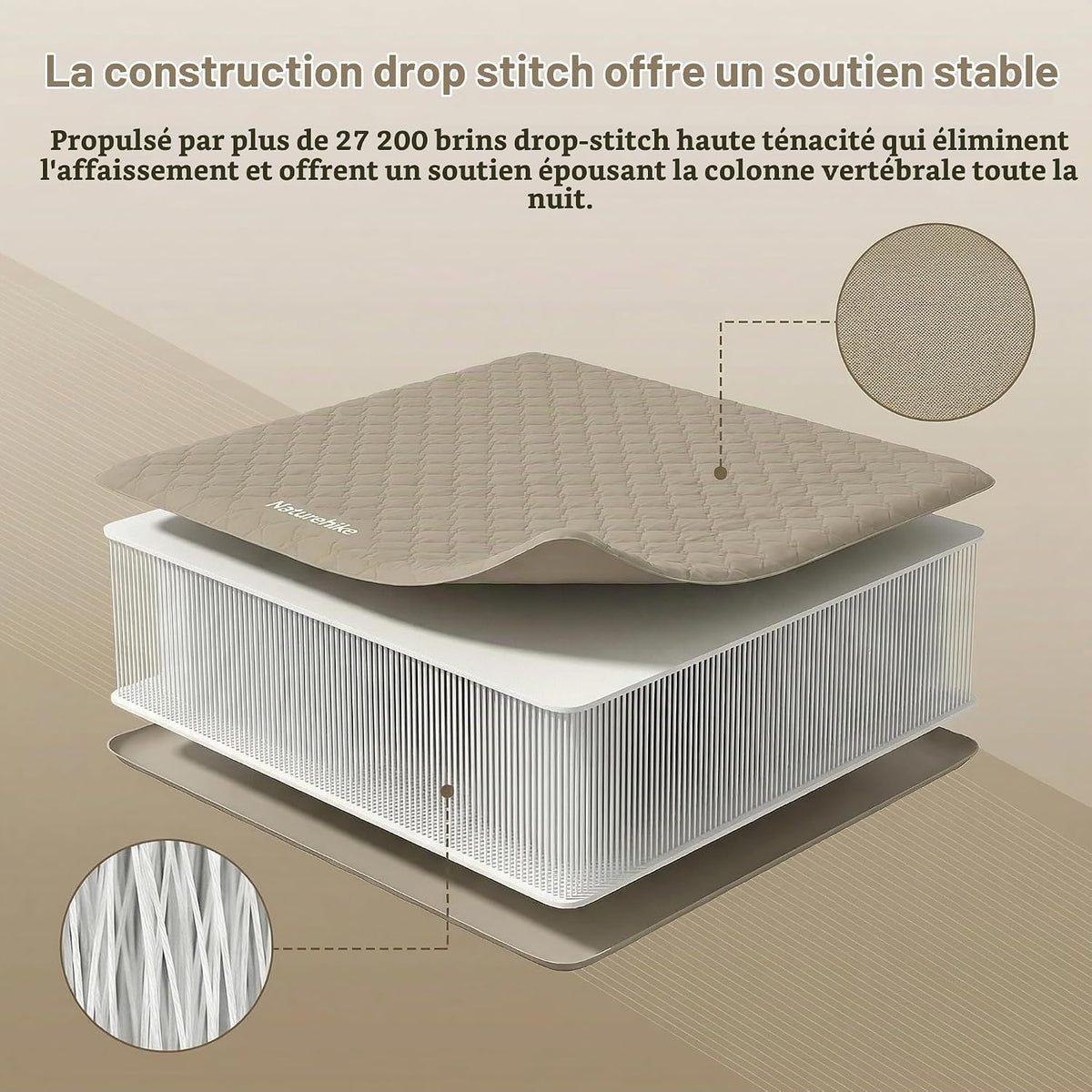 Naturehike Inflatable Mattress with Matte Surface and Built-in Pump 205 x 155 x 30 cm (for 2 People)