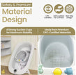 Hibby Baby Bath Seat Integrated Thermometer, Silicone Hair Brush, Rinse Cup, Bath Cap, Toys- Sit-up Safe Bathing- Gray