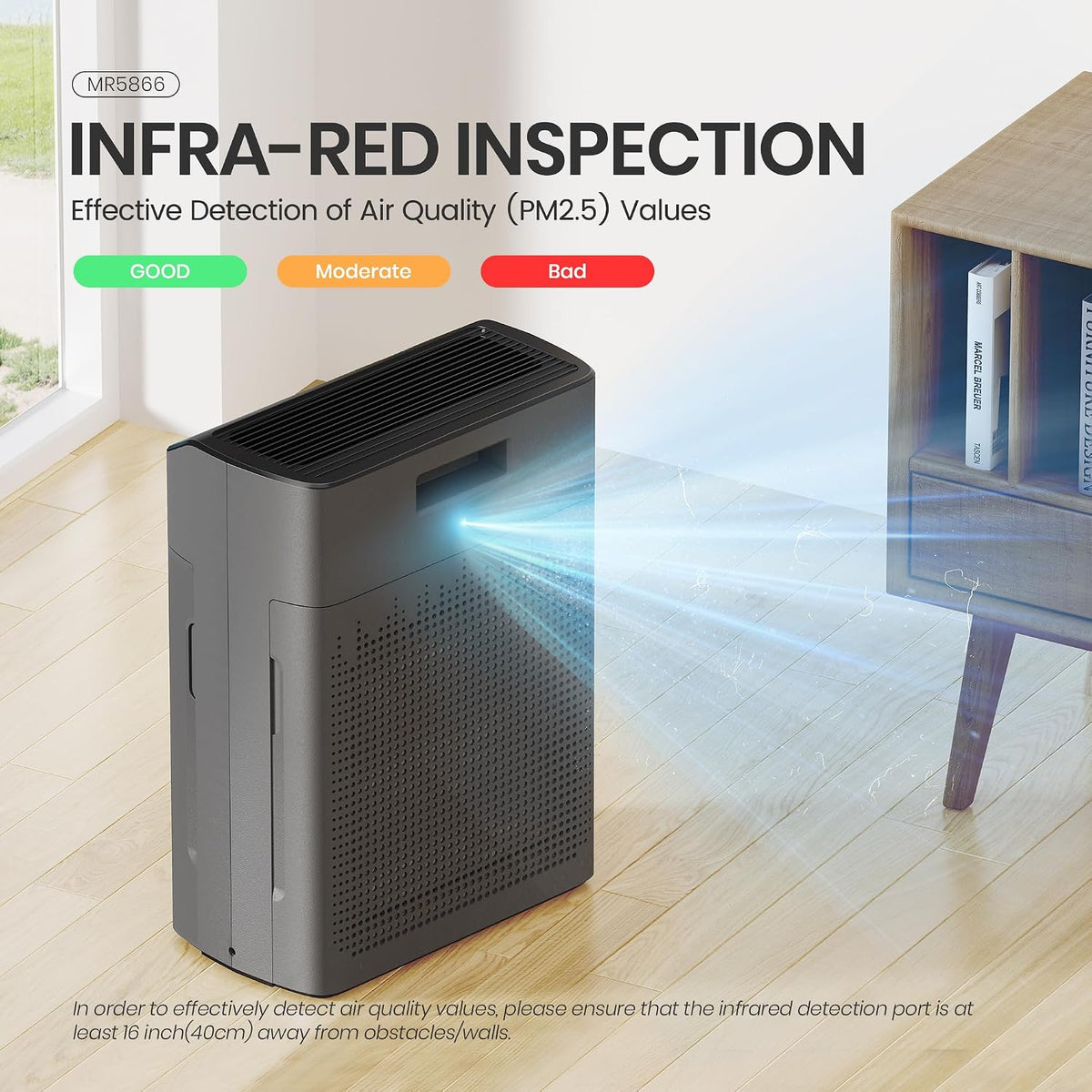 New/Open box MORENTO Air Purifiers for Home Large Room Up to 1690 ft² with PM 2.5 Air Quality Monitor, Wi-Fi MR5866