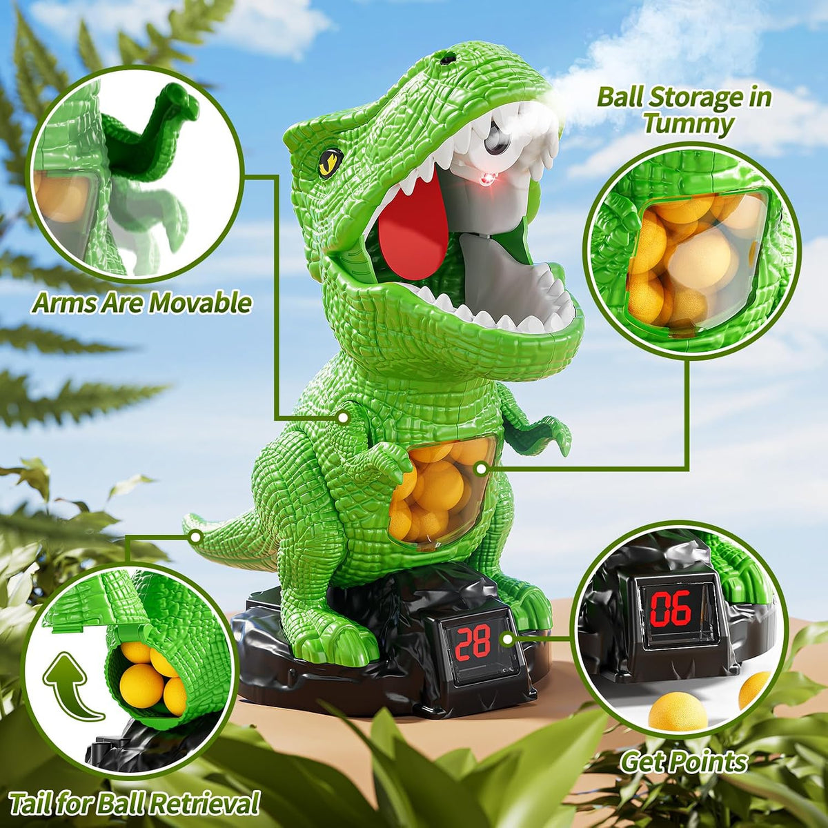 NEW JUKUDAHU Dinosaur Toys for Kids 3-5, Moveable  Game