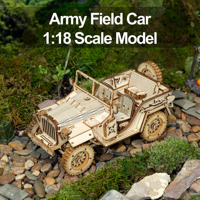 ROKR 3D Wooden Puzzle Scale Model Army Field Car Mechanical Model (MC701)