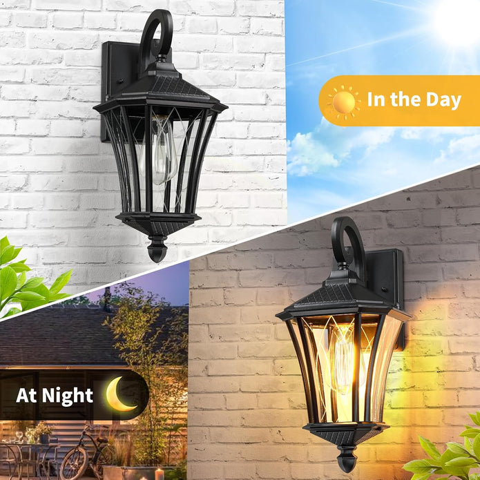 NEW YSN 16'' Outdoor Wall Lights, Black Exterior Lighting Fixture, 2 Packs