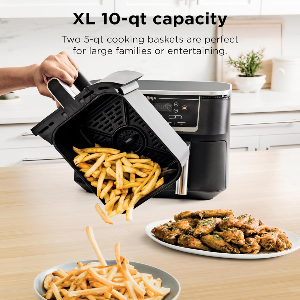 NEW Ninja Foodi Air Fryer, 10 Qt/9.5L DualZone Smart XL, 6-in-1, Black, DZ550 Air fry, roast, broil, bake, reheat, dehydrate, Smart Cook thermometer, Match Cook, Smart Finish