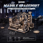 ROKR 3D Electric Model Kits Marble Spaceport LGC01, Marble Run Brain Wooden Puzzles