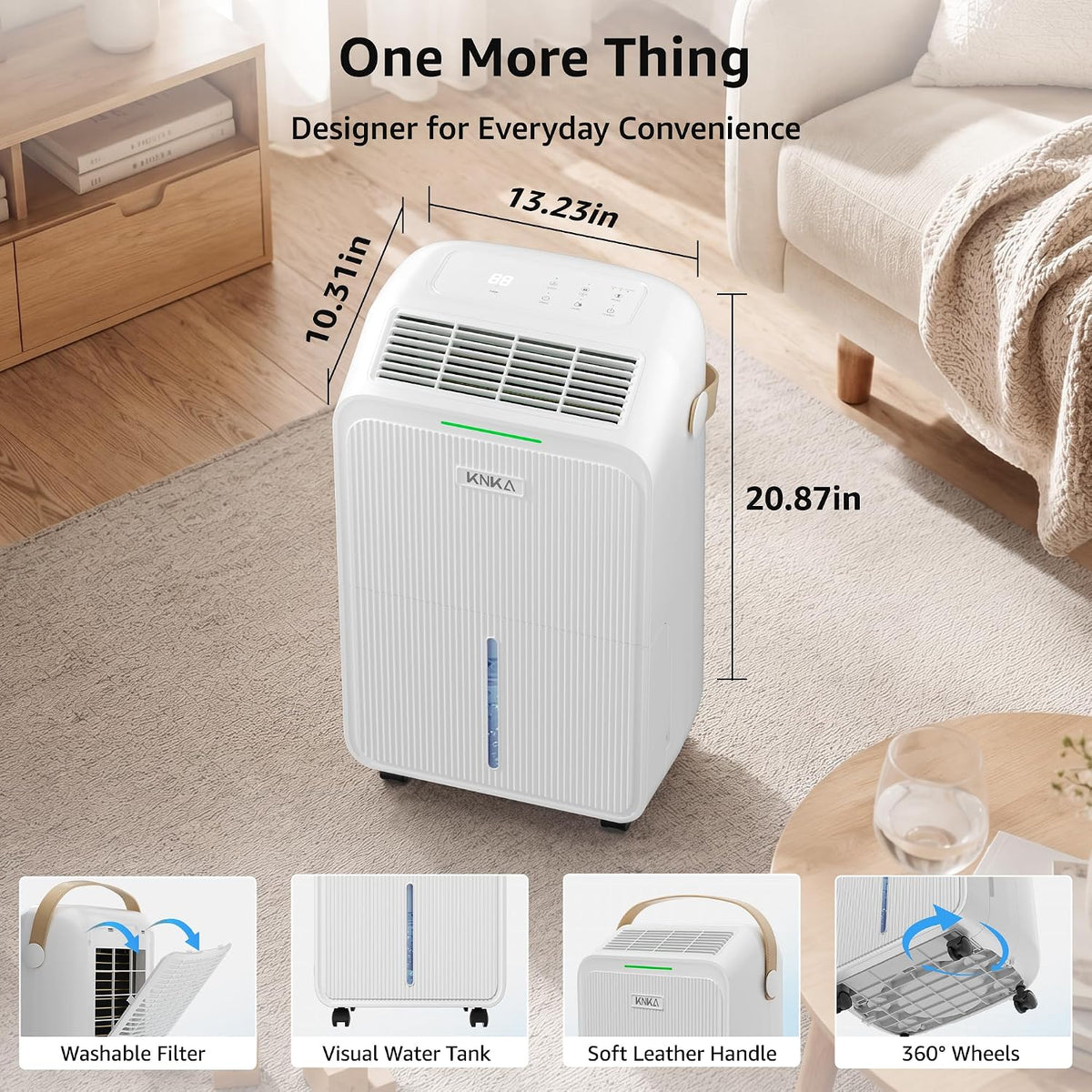 KNKA 2500 Ft² Max 34 Pints Dehumidifier for Basement with Drain Hose, White-PD22SC-12