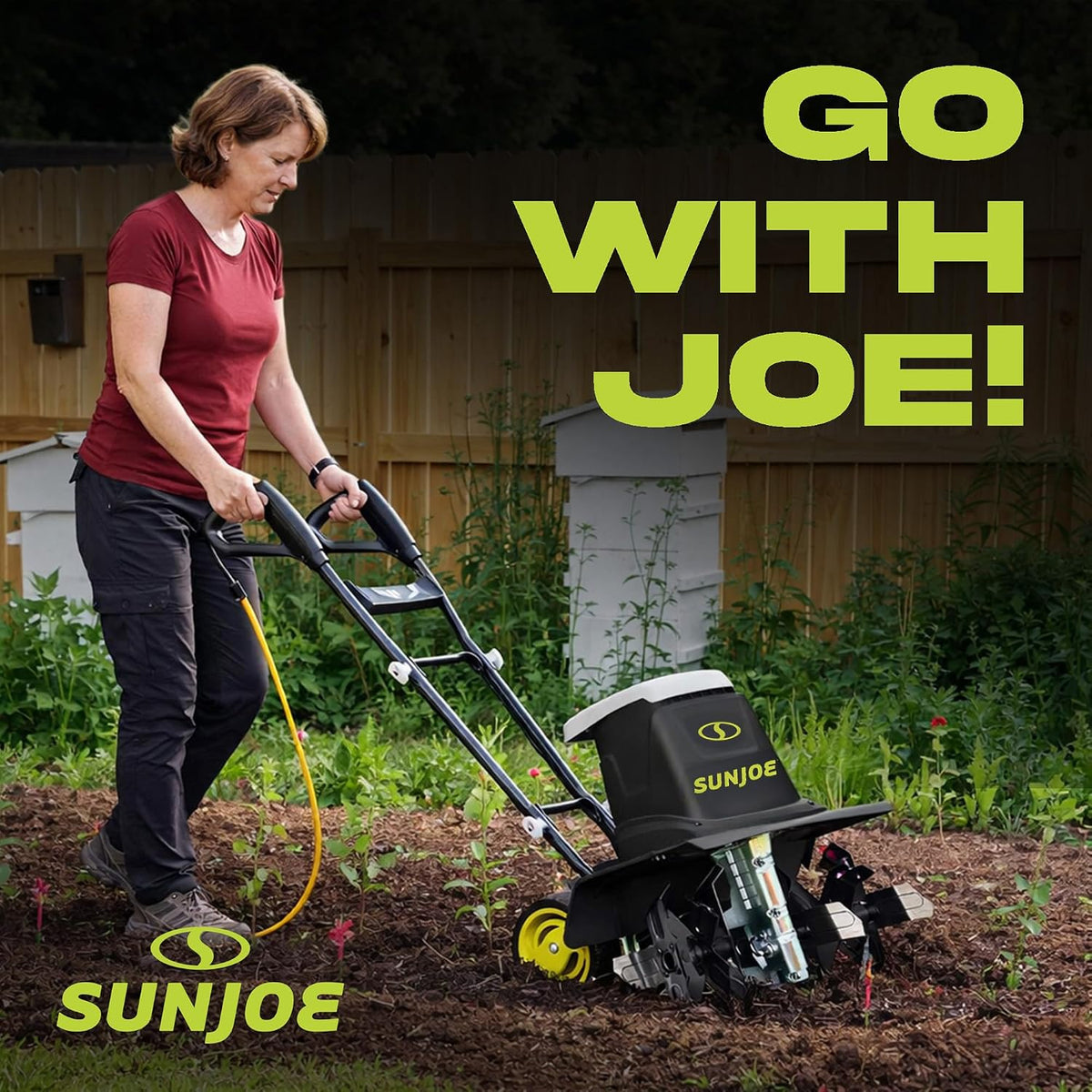 Sun Joe Corded Electric Garden Tiller & Cultivator with Steel Tines, TJ604E