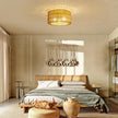 NEW/OPEN BOX 12'' Rattan Ceiling Light Fixture, 3 Light Bohemian Modern Woven gold  Ceiling Light