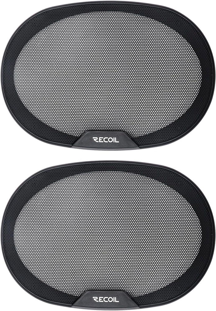 NEW/OPEN BOX Recoil RCX694 Echo Series 6x9 Inch Coaxial Car Speakers 4-Way with Grilles 240W Max, 120W RMS, Polypropylene Cone, Pair